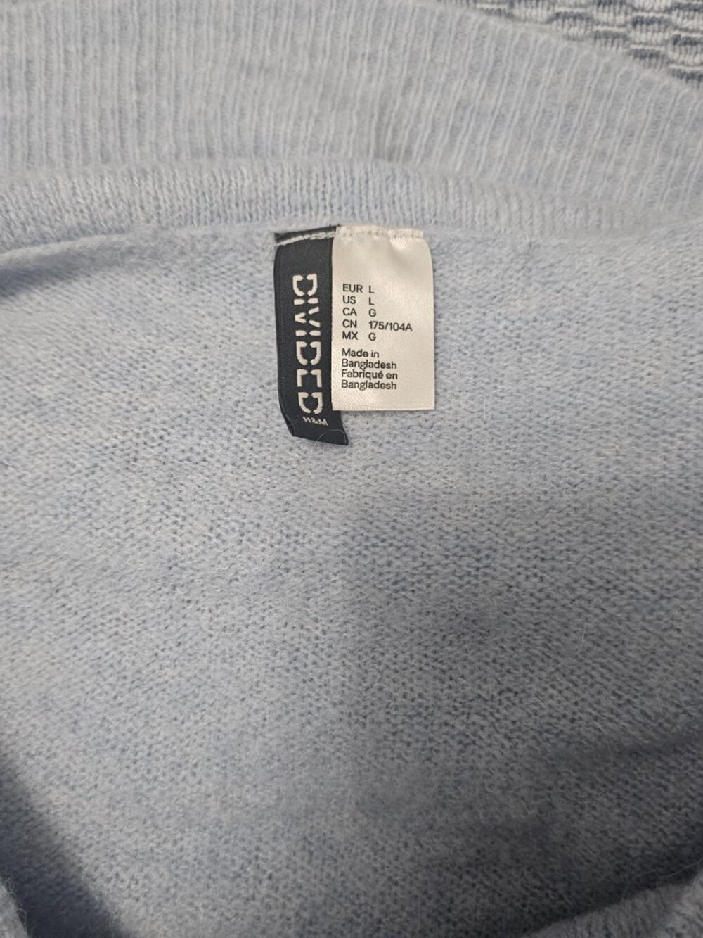 H&M Divided Light Blue Cowl Neck Wool Blend Alpaca Sweater Soft Cozy Size Large - Picture 4 of 7